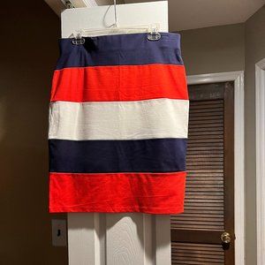 RED WHITE AND BLUE THICK STRIPED SKIRT
